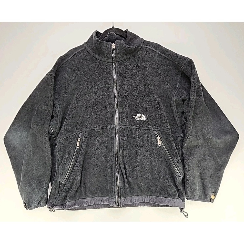 Vintage The North Face Jacket Mens L Black Full Zip Fleece Outdoors Embroidered